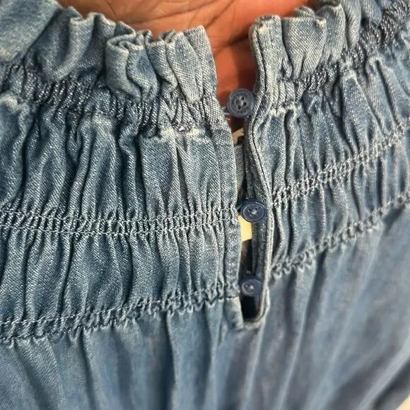 Michael Kors Cotton Chambray Smocked Mini Dress S - Picture 8 of 10